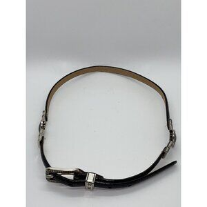 Brighton Women's Vintage Black Belt Leather Stones Size M 30 Brass Buckle B3903